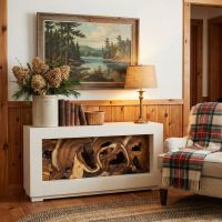 Organic Wood Furniture: Some lifestyle images are created with AI for visualization purposes. Crafted from natural solid wood, each piece is unique and will vary.