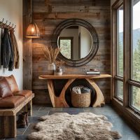 Real Wood Console: Some lifestyle images are created with AI for visualization purposes. Crafted from natural solid wood, each piece is unique and will vary.