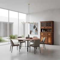 Rustic Copper Hutch: Some lifestyle images are created with AI for visualization purposes. Crafted from natural solid wood, each piece is unique and will vary.