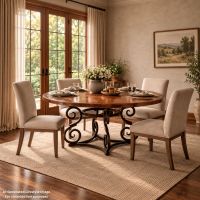 Modern Copper Dining Table: This image was generated or modified using AI for visualization purposes.