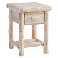Cedar Lake Cabin 1 Drawer Log Nightstand - Unfinished