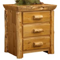 Cedar Lake Cabin 3 Drawer Log Nightstand