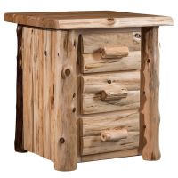 Cedar Lake Logger 3 Drawer Log Nightstand - Clear Finish