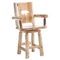 Cedar Lake Silhouette Log Swivel Bar Stool