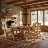 Cedar Lake Silhouette Log Arm Dining Chair - Tree: Some lifestyle images are created with AI for visualization purposes. Crafted from natural solid wood, each piece is unique and will vary.