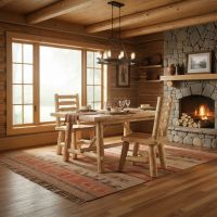 Lodge Ladderback Dining Chair: Some lifestyle images are created with AI for visualization purposes. Crafted from natural solid wood, each piece is unique and will vary.