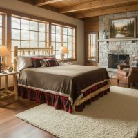 Low-Profile Cedar Wood Bed: Some lifestyle images are created with AI for visualization purposes. Crafted from natural solid wood, each piece is unique and will vary.