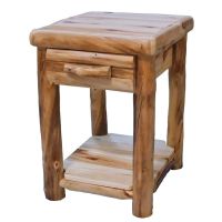 Beartooth Aspen 1 Drawer Log End Tables-Log Drawer Front-21Inch-Wild Natural