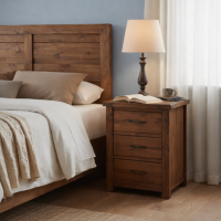 Nightstand: Some lifestyle images are created with AI for visualization purposes. Crafted from natural solid wood, each piece is unique and will vary.