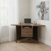 Corner Desk: Some lifestyle images are created with AI for visualization purposes. Crafted from natural solid wood, each piece is unique and will vary.