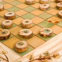 Rustic Aspen Hand-Painted Checker Board Table Close Up