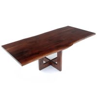 CUSTOM FINISH - Chelsea Contemporary Wood Dining Table - Black Walnut - Live Edge - CUSTOM Provincial Tabletop Finish