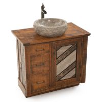 CUSTOM - Chevron Valley Barnwood Vanity- 36" Sink Center w/ Custom Drawers (Standard 36" & 42" Sink Center vanities come w/ no working drawers)