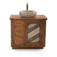 CUSTOM - Chevron Valley Barnwood Vanity- 36" Sink Center w/ Custom Drawers (Standard 36" & 42" Sink Center vanities come w/ no working drawers)