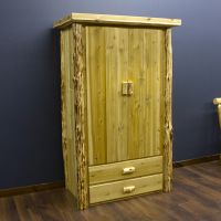 Cedar Lake 2 Drawer Log Wardrobe--Clear finish