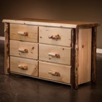 Cedar Lake Frontier 6 Drawer Log Dresser--Clear finish