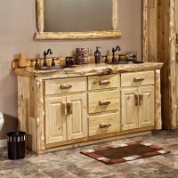 60" Cedar Lake Cabin Log Vanity in Clear Finish