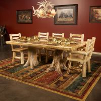 Rustic Double Stump Dining Table in Clear Finish