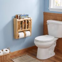 Log Toilet Paper & Magazine Holder: Some lifestyle images are created with AI for visualization purposes. Crafted from natural solid wood, each piece is unique and will vary.
