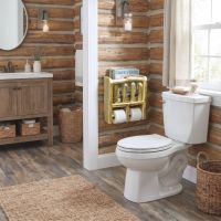 Log Toilet Paper & Magazine Holder: Some lifestyle images are created with AI for visualization purposes. Crafted from natural solid wood, each piece is unique and will vary.