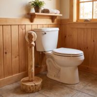 Toilet Paper Stand: Some lifestyle images are created with AI for visualization purposes. Crafted from natural solid wood, each piece is unique and will vary.