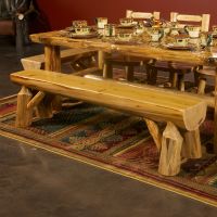 Cedar Lake Half Log Bench in Honey Pine