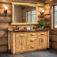 Cedar Log Mirror: Some lifestyle images are created with AI for visualization purposes. Crafted from natural solid wood, each piece is unique and will vary.