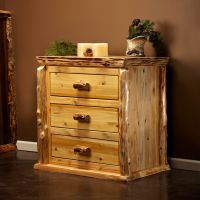 Cedar Lake Lodge Rustic 3 Drawer Log Chest--Clear finish