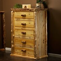 Rustic 5 Drawer Cedar Lake Lodge Chest--Clear finish