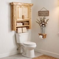 Rustic Toilet Topper Cabinet: Some lifestyle images are created with AI for visualization purposes. Crafted from natural solid wood, each piece is unique and will vary.