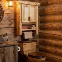 Rustic Toilet Topper Cabinet: Some lifestyle images are created with AI for visualization purposes. Crafted from natural solid wood, each piece is unique and will vary.
