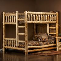 Cedar Lake Queen over Queen Log Bunk Bed--Clear finish