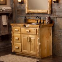 Log Vanity: Some lifestyle images are created with AI for visualization purposes. Crafted from natural solid wood, each piece is unique and will vary.