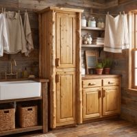 Cedar Linen Closet: Some lifestyle images are created with AI for visualization purposes. Crafted from natural solid wood, each piece is unique and will vary.