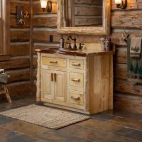 Cedar Vanity: Some lifestyle images are created with AI for visualization purposes. Crafted from natural solid wood, each piece is unique and will vary.