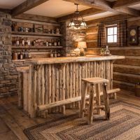 Cedar Log Bar: Some lifestyle images are created with AI for visualization purposes. Crafted from natural solid wood, each piece is unique and will vary.