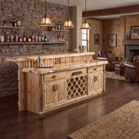 Cedar Log Bar: Some lifestyle images are created with AI for visualization purposes. Crafted from natural solid wood, each piece is unique and will vary.