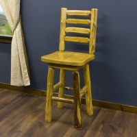 Cedar Lake Swivel Log Bar Stool in Honey Finish