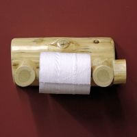 Cedar Log toilet paper holder with wooden rod