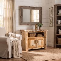 Cedar Log TV Stand: Some lifestyle images are created with AI for visualization purposes. Crafted from natural solid wood, each piece is unique and will vary.
