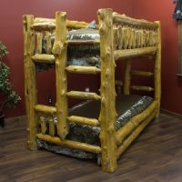 Cedar Lake Twin over Twin Log Bunk Bed--Honey finish
