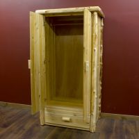 Cedar Lake 1 Drawer Log Wardrobe--Clear finish