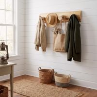 Log Peg Rack: Some lifestyle images are created with AI for visualization purposes. Crafted from natural solid wood, each piece is unique and will vary.