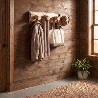 Log Peg Rack: Some lifestyle images are created with AI for visualization purposes. Crafted from natural solid wood, each piece is unique and will vary.