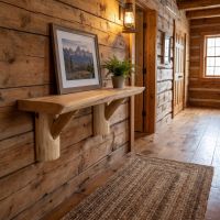Rustic Cedar Shelf: Some lifestyle images are created with AI for visualization purposes. Crafted from natural solid wood, each piece is unique and will vary.