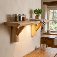 Rustic Cedar Shelf: Some lifestyle images are created with AI for visualization purposes. Crafted from natural solid wood, each piece is unique and will vary.