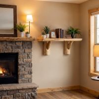 Rustic Cedar Shelf: Some lifestyle images are created with AI for visualization purposes. Crafted from natural solid wood, each piece is unique and will vary.