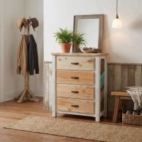 Rustic Cottage Chest Of Drawers: Some lifestyle images are created with AI for visualization purposes. Crafted from natural solid wood, each piece is unique and will vary.