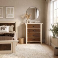 Rustic Chest Of Drawers: Some lifestyle images are created with AI for visualization purposes. Crafted from natural solid wood, each piece is unique and will vary.