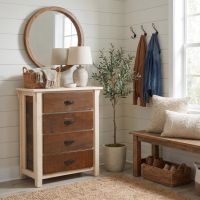 Rustic Chest Of Drawers: Some lifestyle images are created with AI for visualization purposes. Crafted from natural solid wood, each piece is unique and will vary.